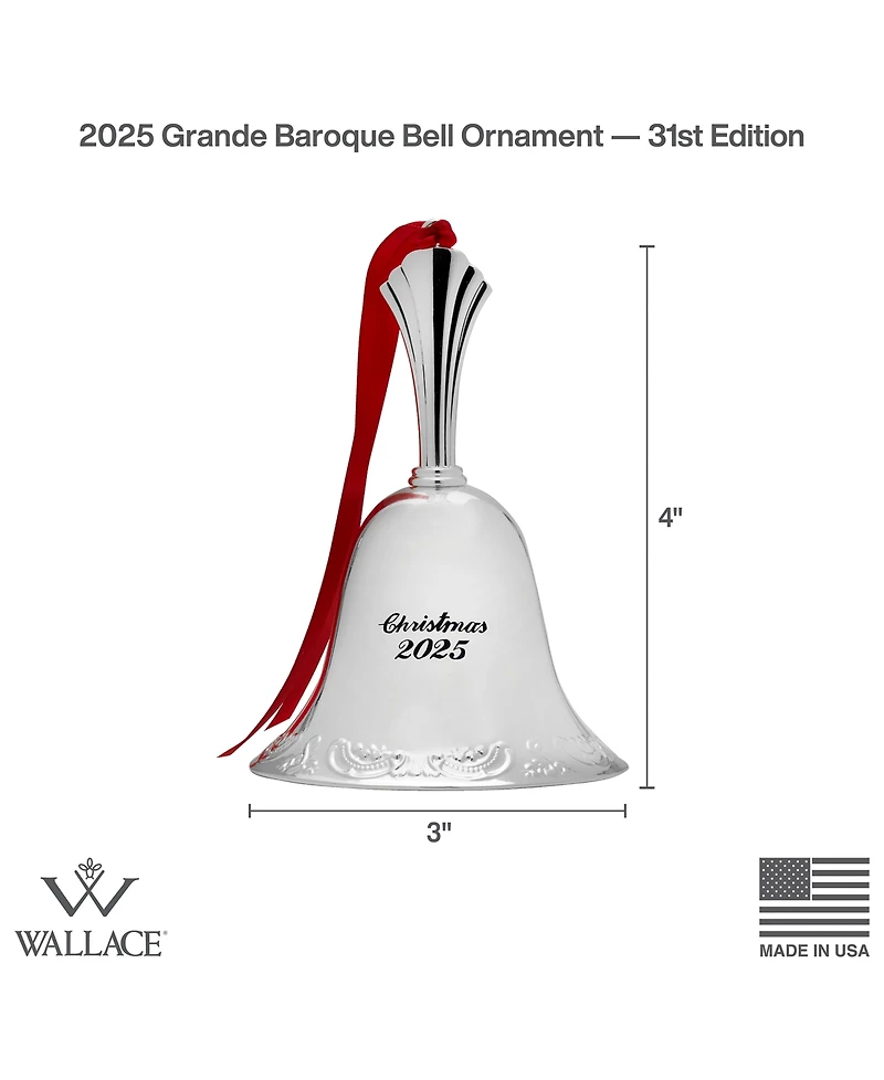 Wallace 2025 Silver-Plated Grande Baroque Bell Ornament, 31st Edition
