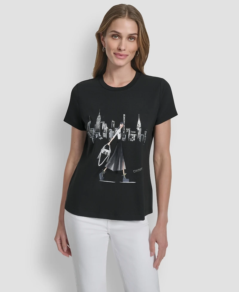 Dkny Women's Nyc Skyline Conversational T-Shirt