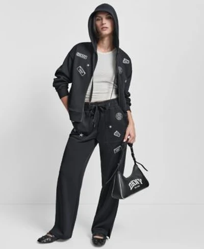 Dkny Womens Pins Patches Scuba Pants Long Sleeve Scuba Jacket