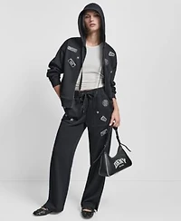 Dkny Womens Pins Patches Scuba Pants Long Sleeve Scuba Jacket