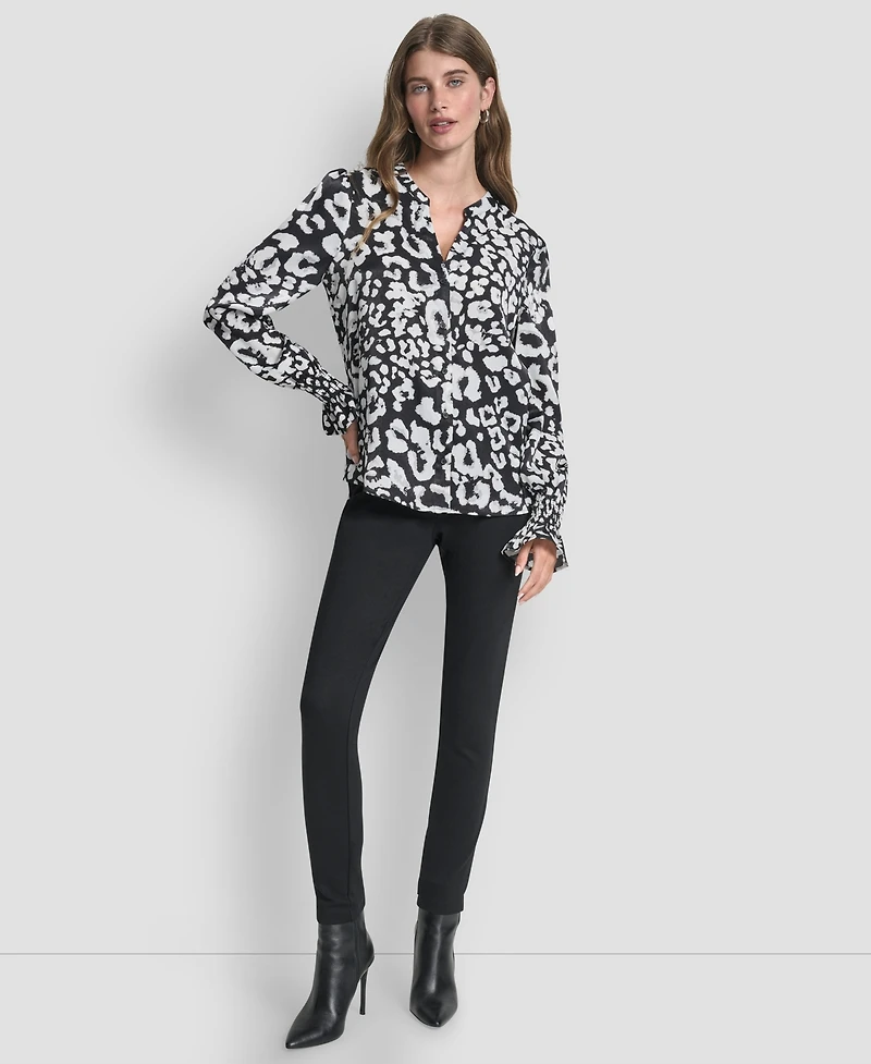 Dkny Women's Long-Sleeve Split-Neck Top
