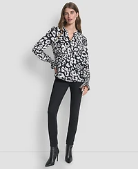 Dkny Women's Long-Sleeve Split-Neck Top