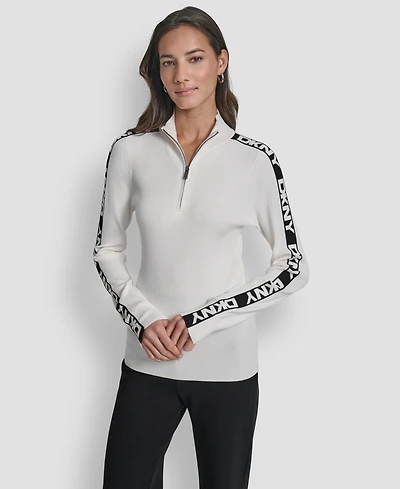 Dkny Women's Quarter Zip Mock Neck Sweater