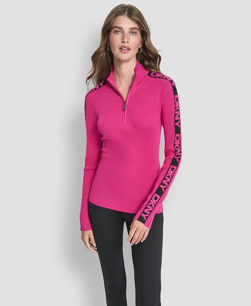 Dkny Women's Quarter Zip Mock Neck Sweater