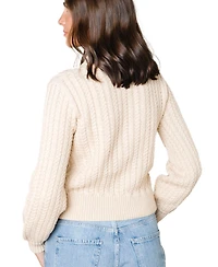 Hope & Henry Women's Organic Peasant Sleeve Cable Sweater