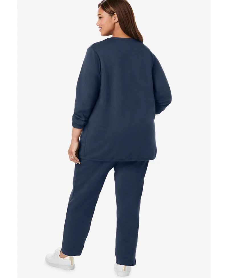 Woman Within Petite Plus Fleece Sweatshirt Set