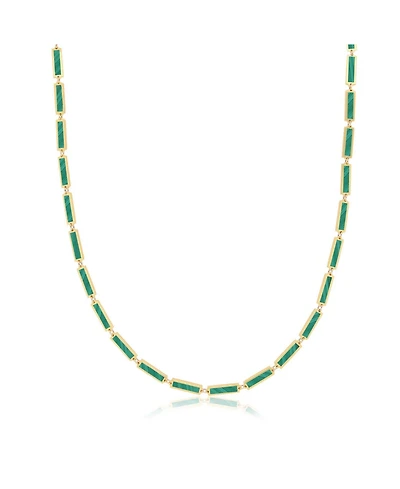 The Lovery Malachite Bar Necklace 14K Gold 16 inches