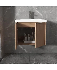 Casainc 24 Inch Floating Bathroom Vanity with Sink and Soft-Close Doors for Small Spaces