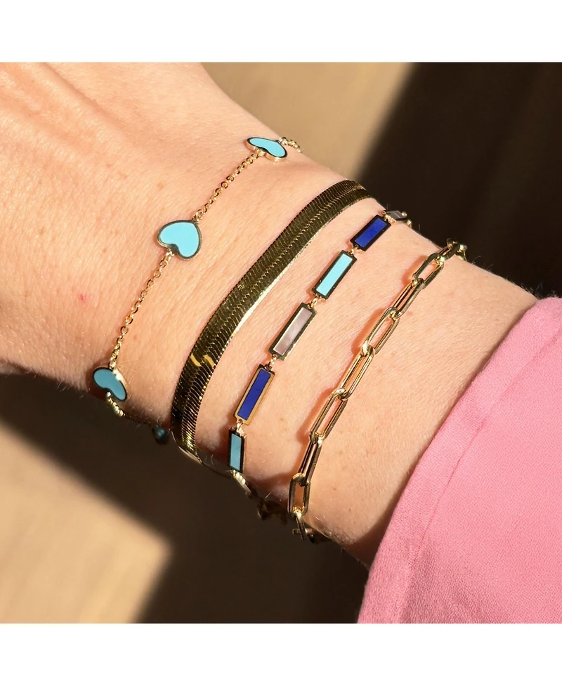 The Lovery Blue Mixed Bar Bracelet 14K Gold