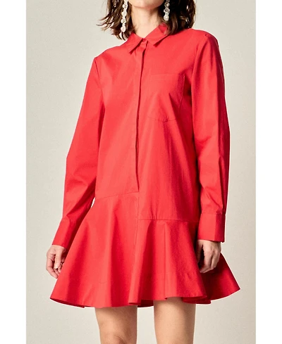 English Factory Women's Collar Flare Skirt Dress