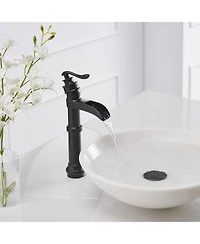 Greenspring Waterfall Single Hole Single-Handle Vessel Bathroom Faucet With Pop-up Drain in Matte Black