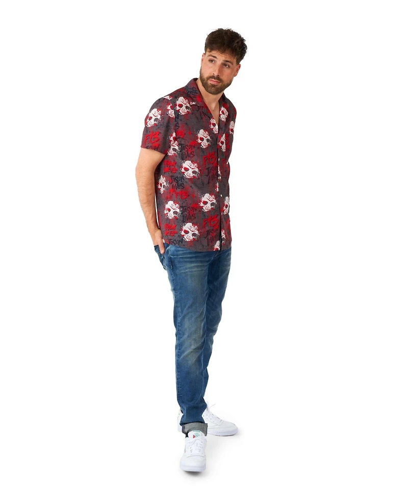 OppoSuits Men's Official Friday the 13th Hawaii Shirt - Halloween Themed Party Short Sleeve Black