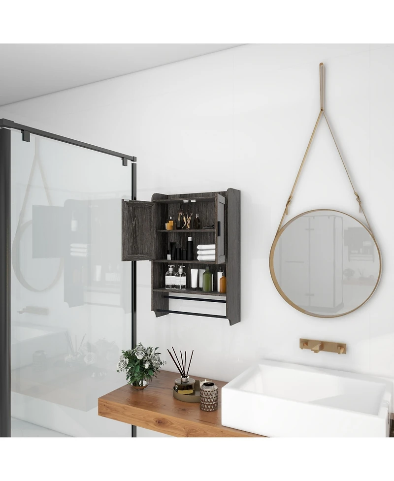Casainc Bathroom Wall Cabinet with Doors, Adjustable Shelf, Towel Bar, and Paper Holder