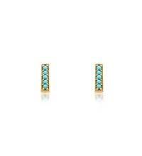 The Lovery Turquoise Bead Bar Stud Earrings 14K Gold
