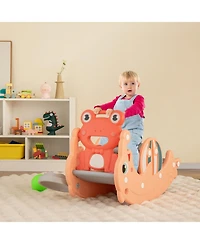 Akiudex 3-in-1 Kids Slide Rocking Horse Set Convertible Toddler Slide with Basketball Hoop