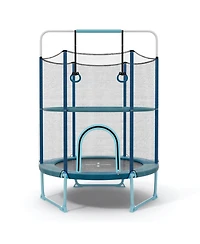 Akiudex 60-Inch Trampoline with Gymnastic Bar and Rings for Kids