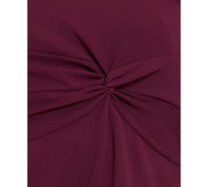 London Times Plus Side-Knot 3/4-Sleeve Dress