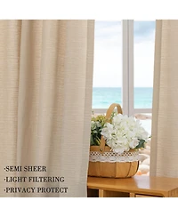 Awesome Home Cotton Blend Light Filtering Back Tab Curtains (2 Panels), 52"x108"
