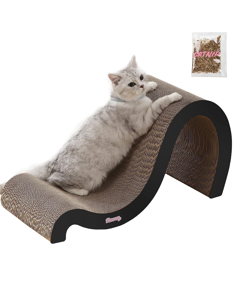 The Licker Store Kona 27" Modern Cardboard Double-Sided Wave Cat Scratcher with Catnip