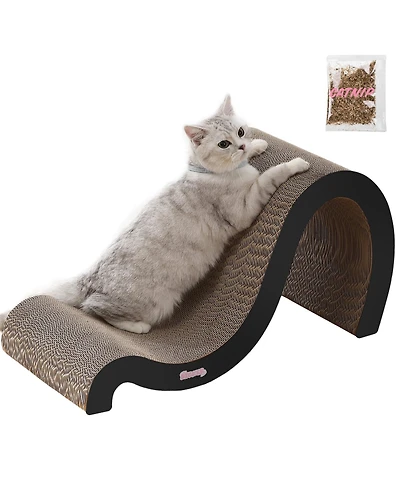 The Licker Store Kona 27" Modern Cardboard Double-Sided Wave Cat Scratcher with Catnip