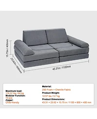 Slickblue 10-Piece Modular Kids Play Couch, Toddler Sofa Set with Removable Covers for Playroom