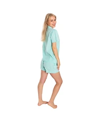 Sant and Abel Women's Hepburn Gingham Mint Short Pj Set