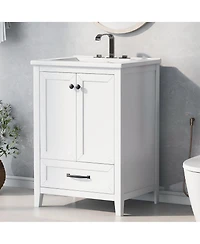 Casainc 24" Bathroom Vanity with Sink, Cabinet with One Drawer and Doors, Solid Wood and Mdf