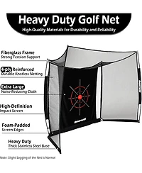 Bearwill 11FT x 8FT Golf Net with Simulator Impact Screen - Hd Blank Screen & Target Cloth for Driving, Swing Practice - Home, Garage, Backyard
