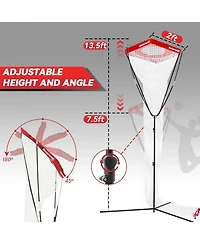 Bearwill Volleyball Setter Trainer Net - Adjustable Angle & Height (8-13FT), Training Equipment for Serving, Spiking, Setting - Indoor & Outdoor