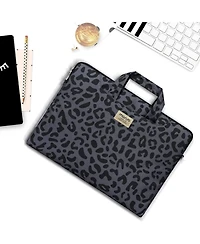 Mosiso Leopard Grain Laptop Shoulder Bag - 15-15.6" Briefcase with Belt for MacBook Air 15" (M4/M3/M2) & Pro 16" (M4/M3/M2/M1, 2019-2025)