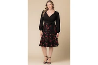 Kiyonna Plus Chelsea Embroidered Midi Cocktail Dress