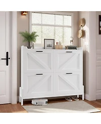 Ironck Shoe Storage Cabinet with 4 Flip Drawers, White