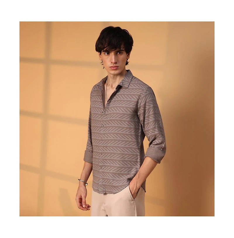 Campus Sutra Men's Earthy Lined Shirt