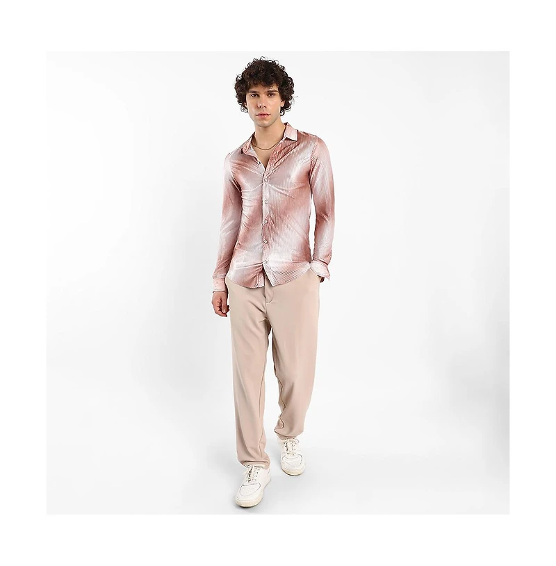 Campus Sutra Men's Ombre-Pleated Shirt