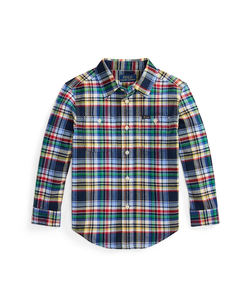 Polo Ralph Lauren Toddler and Little Boys Plaid Brushed Cotton Oxford Shirt