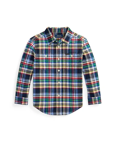 Polo Ralph Lauren Toddler and Little Boys Plaid Brushed Cotton Oxford Shirt