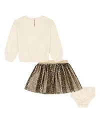 Kids Headquarters Toddler and Little Girls 3-Piece Printed Skirt, Top Bloomer Set