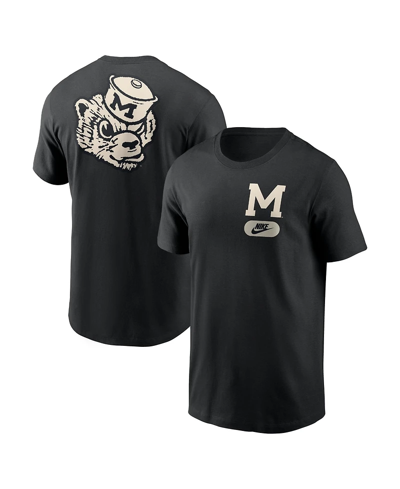 Nike Men's Black Michigan Wolverines Fashion 2-Hit T-Shirt