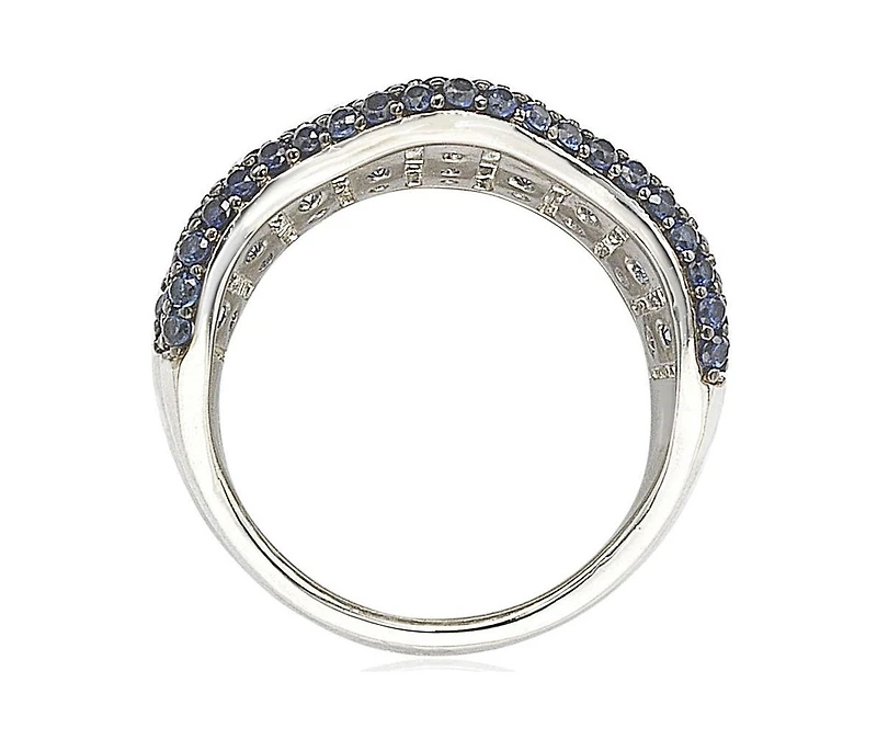 Suzy Levian New York Sterling Silver Sapphire Crossing Ring