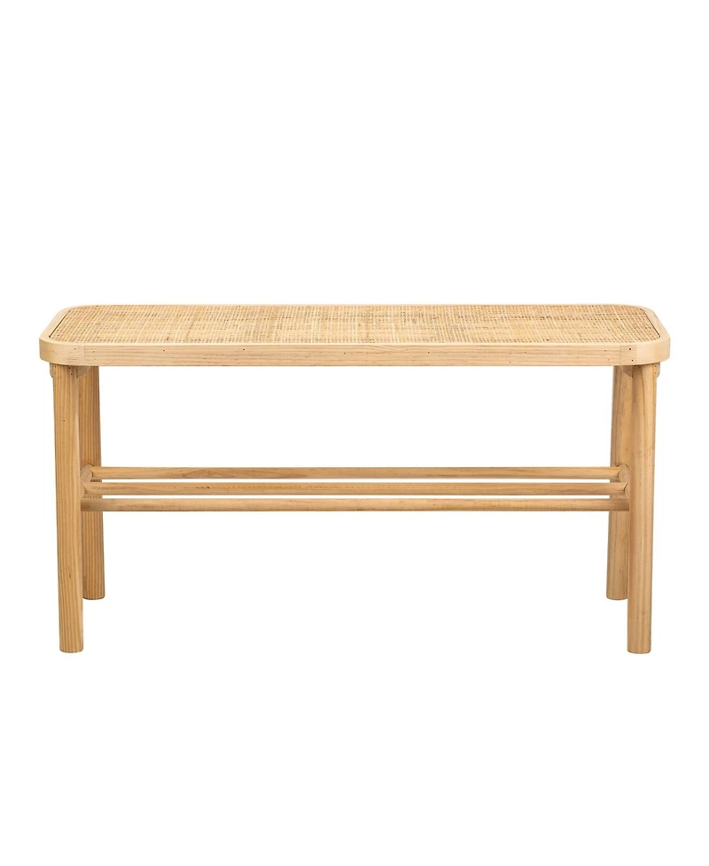 Nordlys - Rattan and Solid Wood Storage Bench Exotic Boho Entry