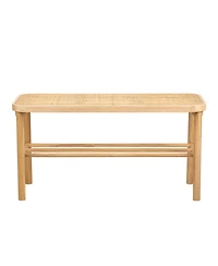Nordlys - Rattan and Solid Wood Storage Bench Exotic Boho Entry