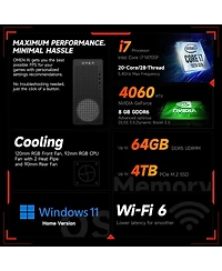 Hp Omen 16L Gaming Tower Desktop Intel Core i7 14700F 8GB Ram Nvidia GeForce Rtx 4060 512GB Ssd Storage Windows 11 Home - Black