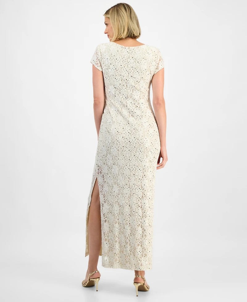 Connected Women's Sequined Lace Column Gown