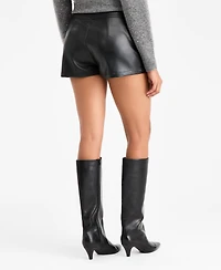 Bar Iii Women's Faux-Leather Fitted Zip-Front Shorts, Macy's Exclusive