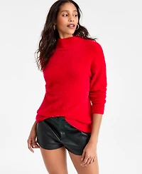 Bar Iii Women's Mock-Neck Fuzzy Sweater, Macy's Exclusive