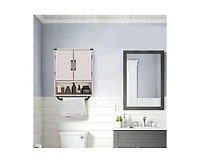 Slickblue Bathroom Wall Cabinet with Storage Shelf and Towel Bar for Organization