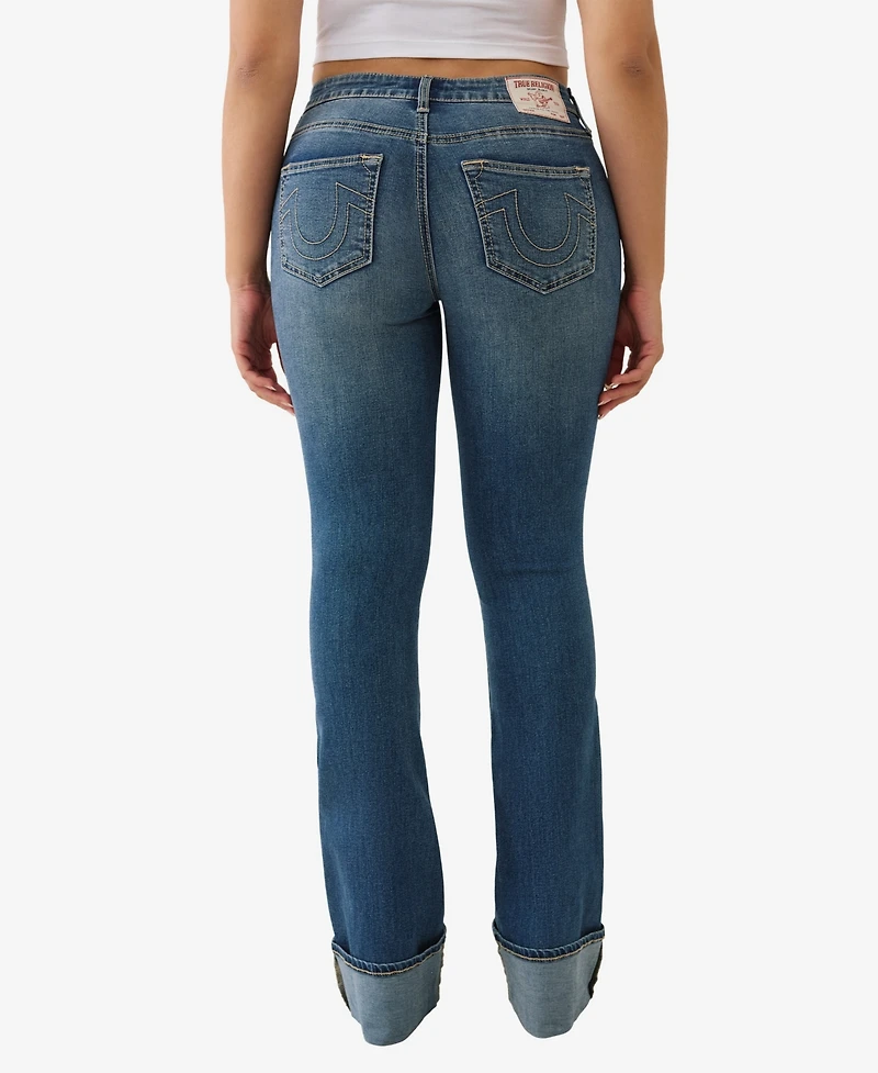 True Religion Women's Becca Bootcut Mid Rise Cuff Jeans