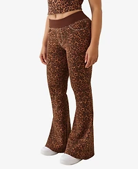 True Religion Women's Big T Crystal Leopard Flare Jeans