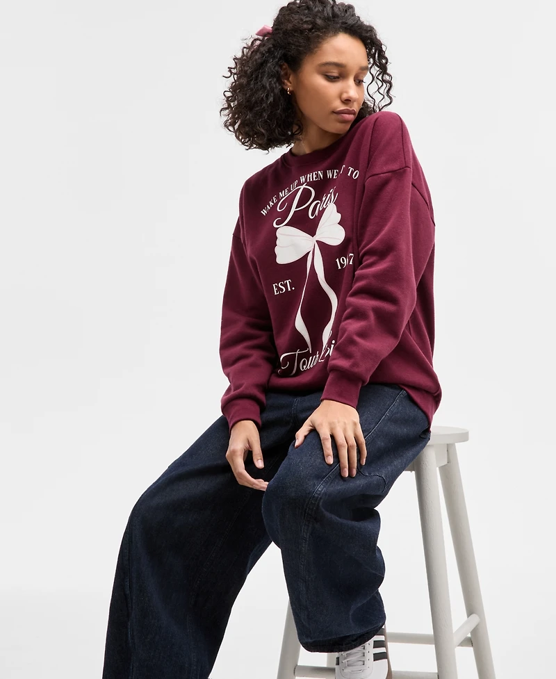 Self Esteem Juniors' Paris Bow Fleece Sweatshirt