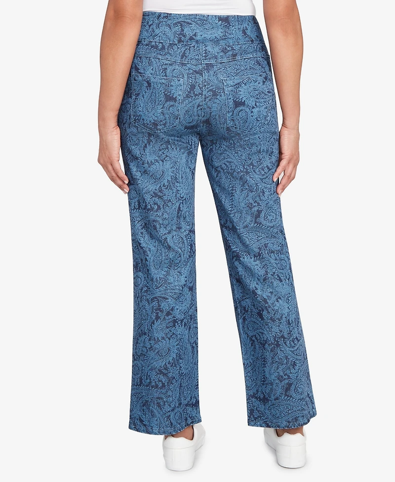 Ruby Rd. Petite Paisley Stretch Denim Pull On Ankle Jeans